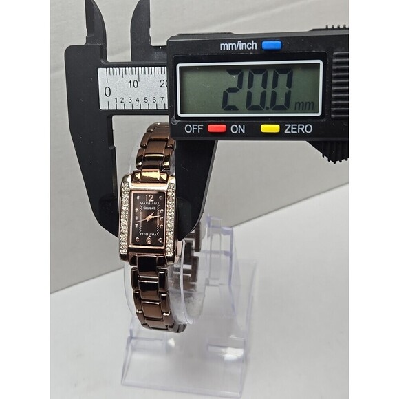 Gruen II Womens Rose Gold Rectangular Watch Crystal Bezel Brown Dial New Battery - Picture 4 of 10